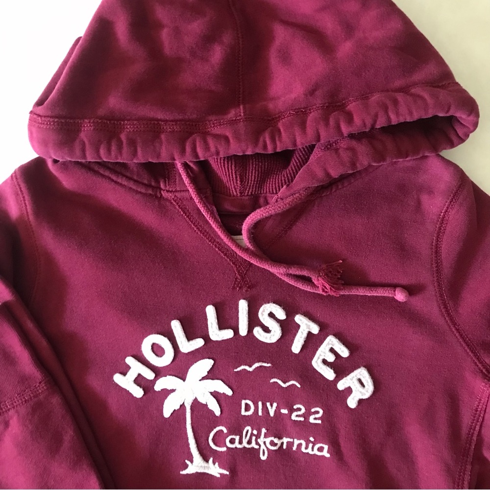 Hollister Women's Maroon California Logo Hoodie